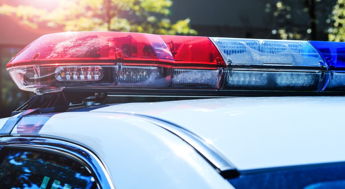 Red light flasher of a patrol police car