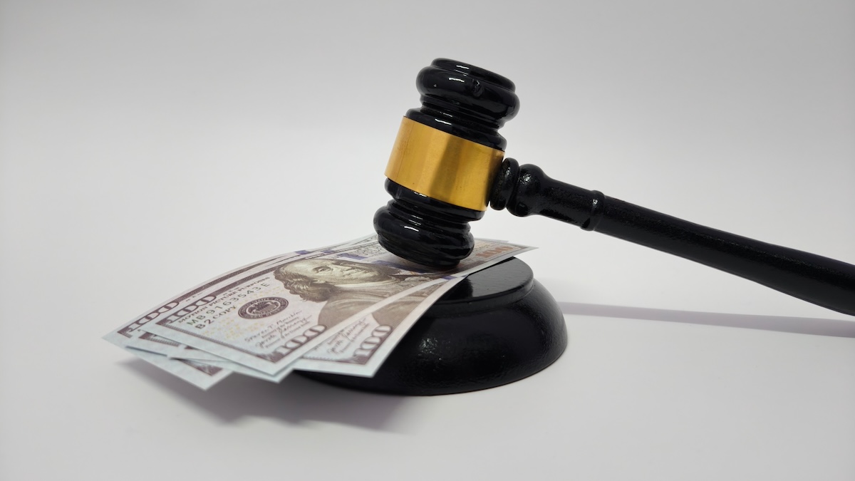 gavel and dollar bills