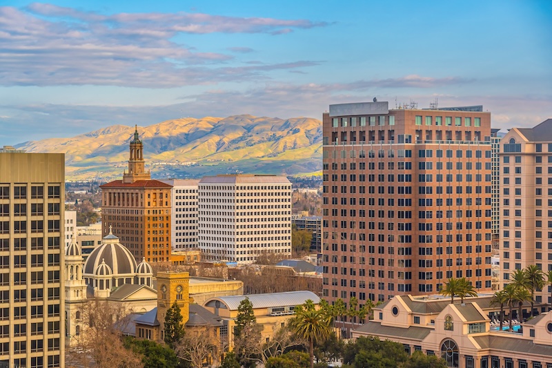 Downtown San Jose city skyline, cityscape of Silicon Valley in