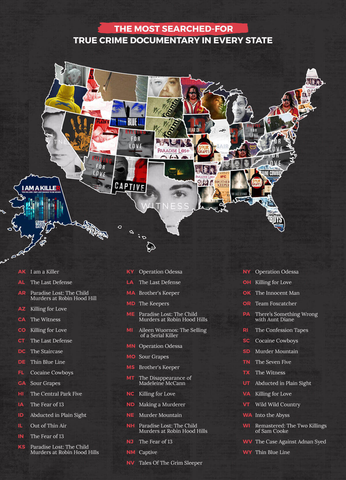 most searched crime documentaries map